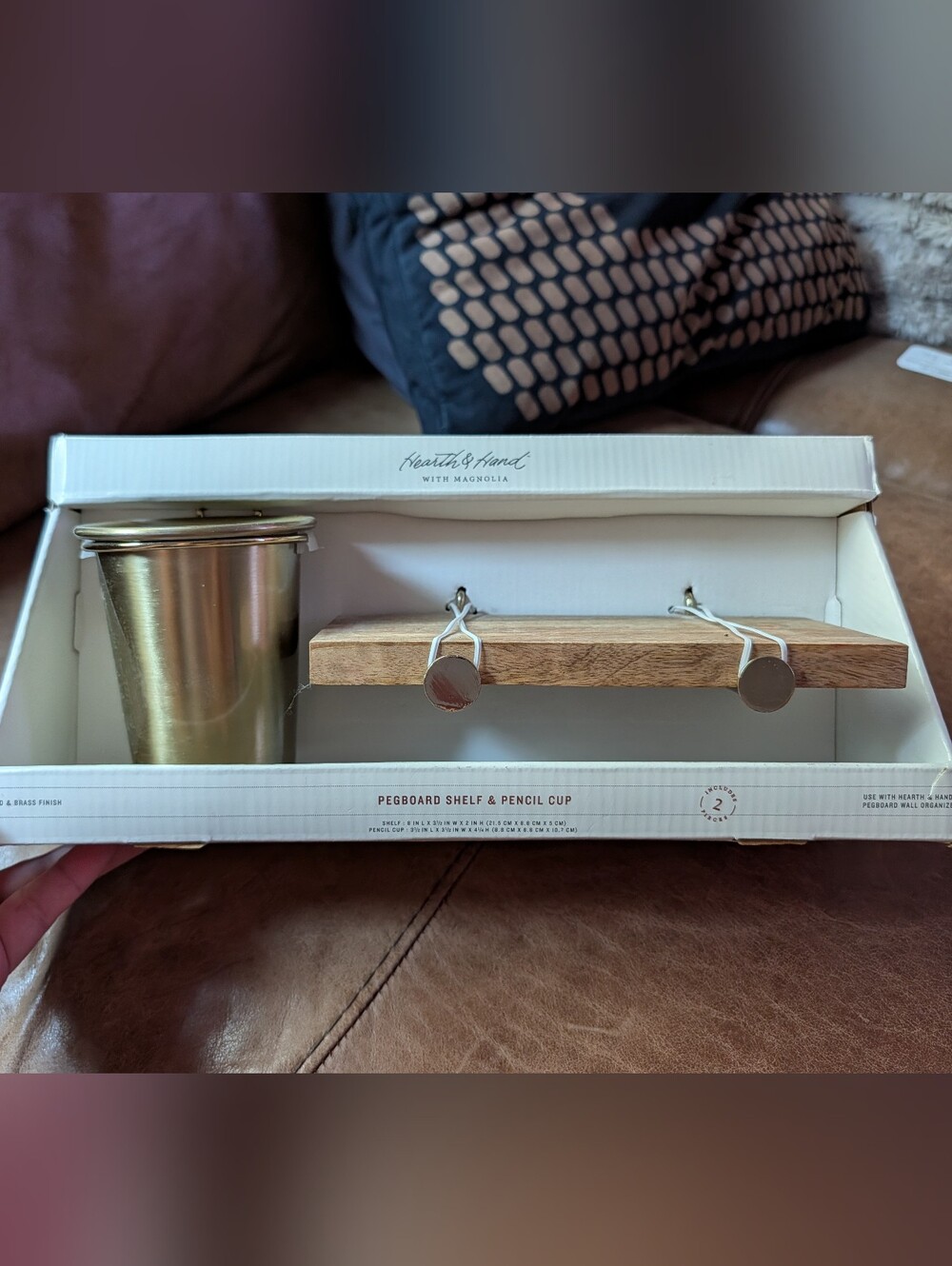 Hearth & Hand With Magnolia Peg Board Shelf and Accessories Kit Gold